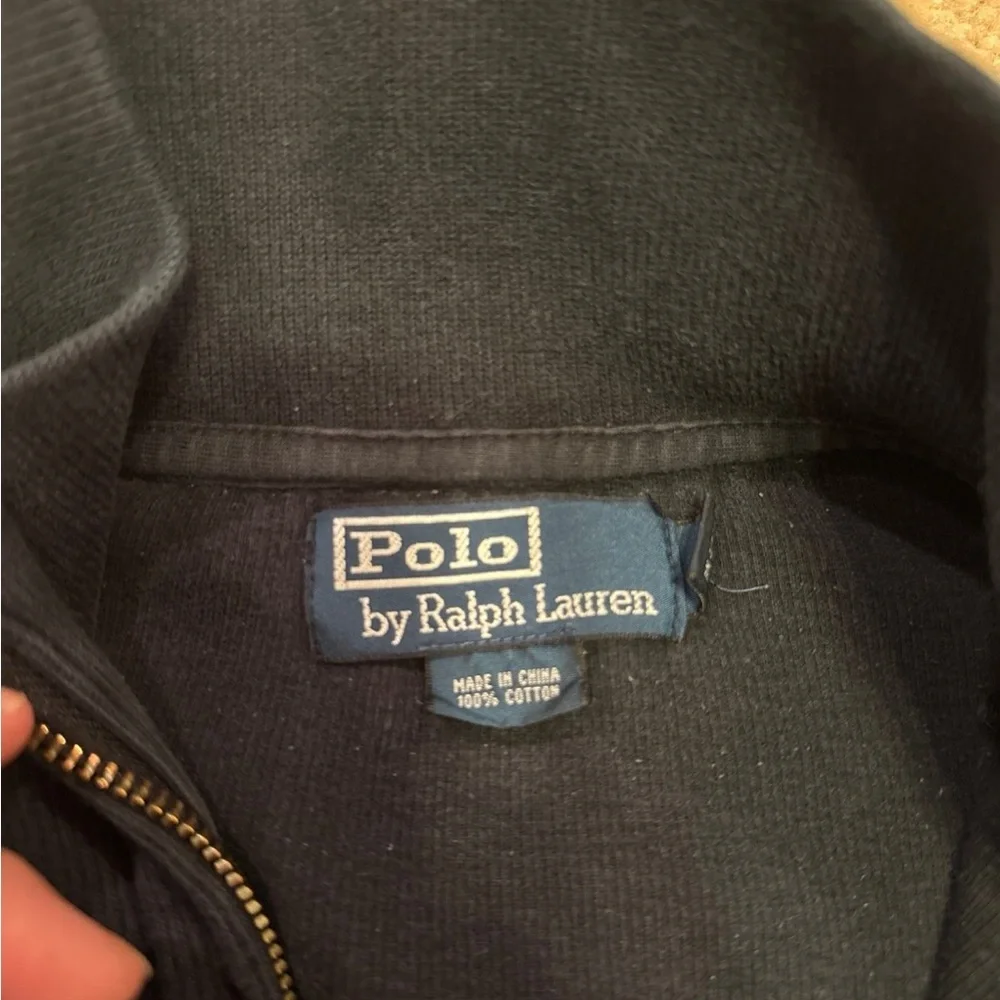Polo by Ralph Lauren Black Quarter-Zip Sweatshirt with Red Pony